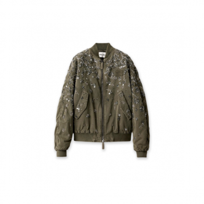 MIU MIU WOMEN'S BOMBER JACKET IN OLIVE GREEN ML1133